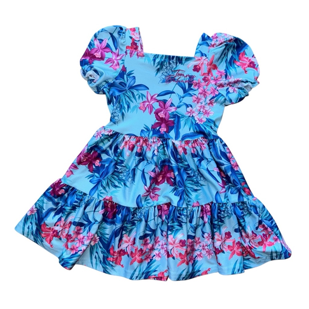 Tommy Bahama Toddler Girl Dress Beach Tropical Floral Blue Pink Girls Size 2T
